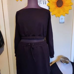 Plus size black 2 piece shirt and skirt